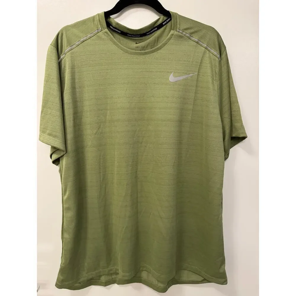 Nike Men's Size XL Green Miler Dri-Fit Short Sleeve Athletic Gym Running Tee